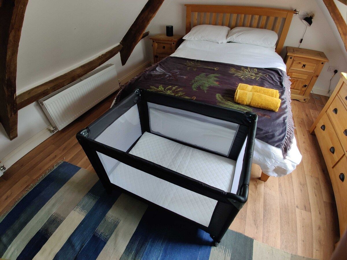 The master double bed under the eaves