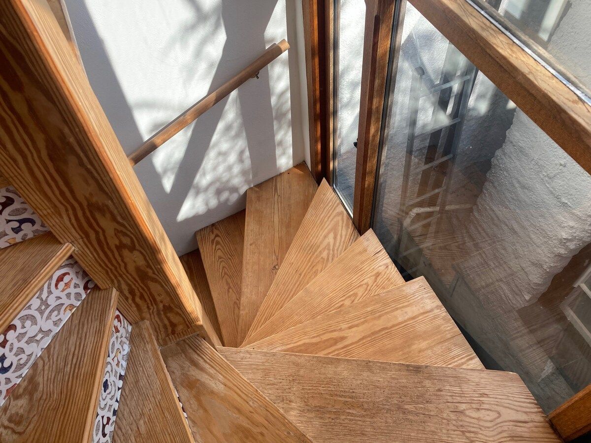 The characterful wooden staircase
